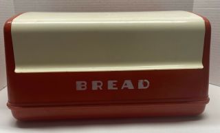 Vintage Lustro Ware Red/cream Plastic Bread Box B - 20 Mid Century Modern/retro
