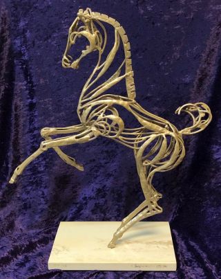 Vintage C.  Goldman Brutalist Mid - Century Metal Horse Sculpture – Signed