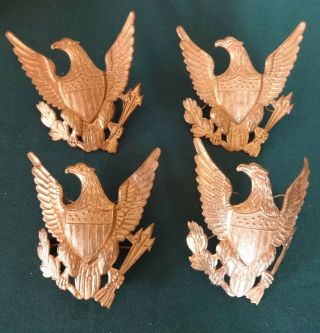 Set Of 4 Large Eagle Hat Badges Pin Military United States Army Shield Arrows 4 "