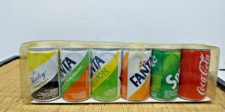 Collectible Vintage Italy Miniature Soda Cans 2 " Coca Cola Sprite Fanta & Kinley