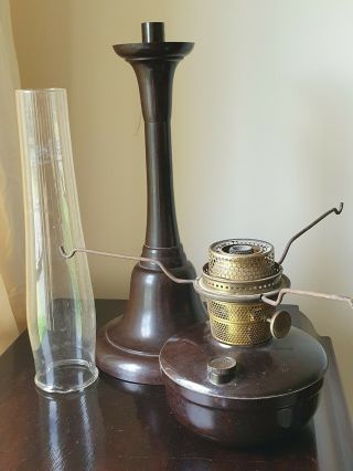 Vintage ALADDIN Bakelite Kerosene Oil Pedestal Lamp with Chimney 2