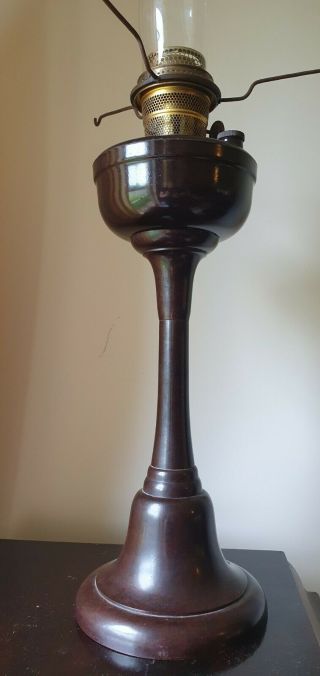 Vintage ALADDIN Bakelite Kerosene Oil Pedestal Lamp with Chimney 3