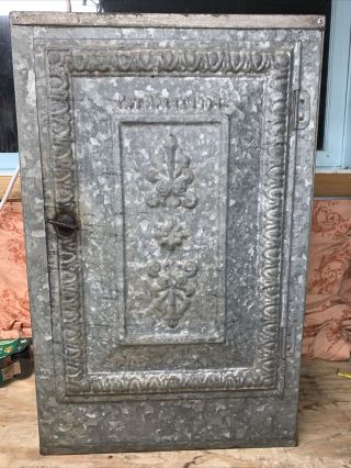 Antique Metal Bread And Cake Cabinet Tin Early 1900 