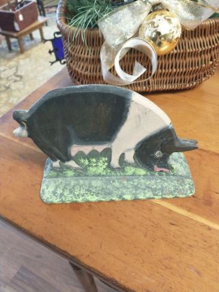 Menno Shirk 1985 Pig Folk Art Carved And Painted Pa Dutch 8 " Long X 5 1/2 " High