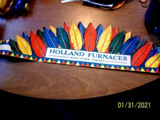Childs Indian Paper Feather Headress Advert,  Holland Brand Furnaces " Make Warm F