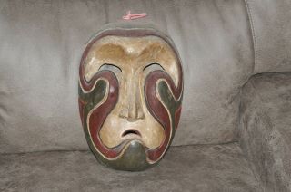 Tribal Wooden Mask Wards Off Evil Spirits From Bali,  Indonesia Modern Art