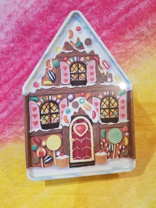 M&m Candy Christmas Gingerbread House Inn Canister Metal Large 12 " X 8 " Tin
