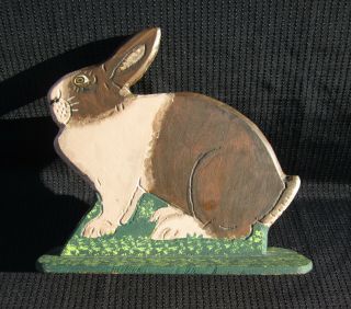 Vintage 1989 Hand Painted Wood Bunny Rabbit Folk Art Signed Menno Shirk Pa Dutch