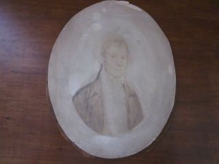 American Early 18th Century Pencil Drawing Portrait Of Whiting Sanford Yale Grad
