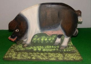 Menno Shirk 1985 Pig Folk Art Carved And Painted Pa Dutch 8 " Long X 5 1/2 " High