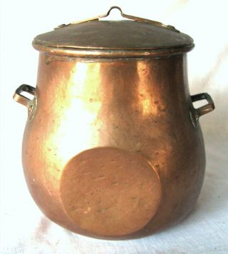 Antique Swedish Crown Mark Hand Made Dove Tail Copper Canister Kettle Pot W Lid