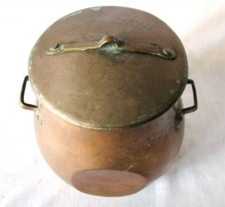 ANTIQUE SWEDISH CROWN MARK HAND MADE DOVE TAIL COPPER CANISTER KETTLE POT W LID 2