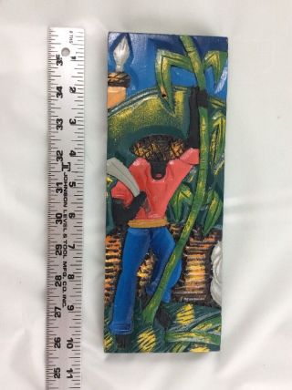 Folk Art Handcarved And Handpainted Wall Plaque Signed By Artist Recife Brazil