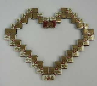 Vintage Prison Tramp Folk Art Cigarette Wrappers Handmade Heart Shape Frame 2