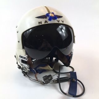 Vintage Navy Pilot Flight Helmet Aph - 6 Size Large W/ Bag,  Towel,  Lamp