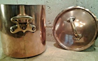 Antique Hammered Copper Stockpot Artisan Made 9.  5 Inch 11 Quart Needs Tin 3