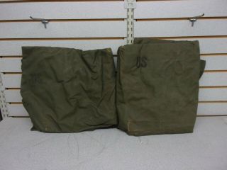 Vintage 2 Military Issued Half Shelter Tent Canvases Only