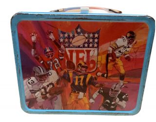 1978 Vintage Metal Nfl Nfc/afc Conference Football Lunch Box W/thermos