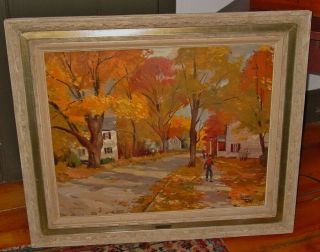 Older O/c Fall In England Painting Listed Artist George Cherepov