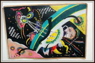 Russian Avant Garde Expressionism Oil Painting Sketch Sign Kandinsky,  1921