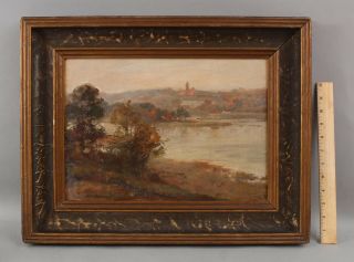 Antique Frederick Boston American Impressionist River Landscape Oil Painting Nr