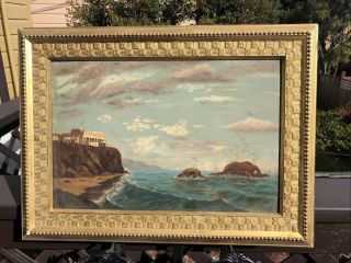 Antique California Oil On Board Painting,  Circa 1900,  Famous Sea Cliff,  San Fran