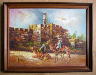 Tower Of David - Jerusalem - Vintage Signed And Framed Oil Painting - Exquisite