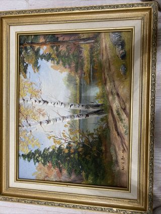 Walter Emerson Baum Autumn Scenery Oil Painting 11x15 In