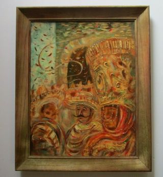 Mid Century Painting Mexican Carnival Modernism Expressionism Abstract 1950 