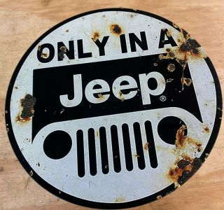Nostalgic Jeep Aluminum Metal Rusted Looking Sign 12 "