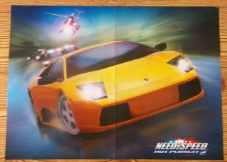 Official Need For Speed Hot Pursuit 2 Poster Ps2 Xbox 2002 Authentic Promo Rare