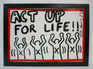 Keith Haring Acrylic On Paper 1989 With Frame