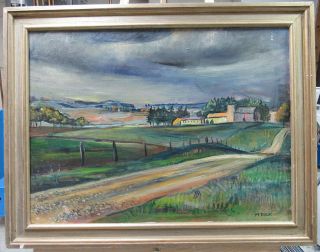 Margarita Dulac Rare Modernist Illinois Farm Painting Listed Illinois Ny Artist