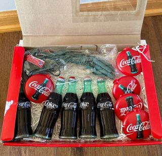 Vintage 1995 Coca Cola Coke Bottle And Disc Patio String Light Set