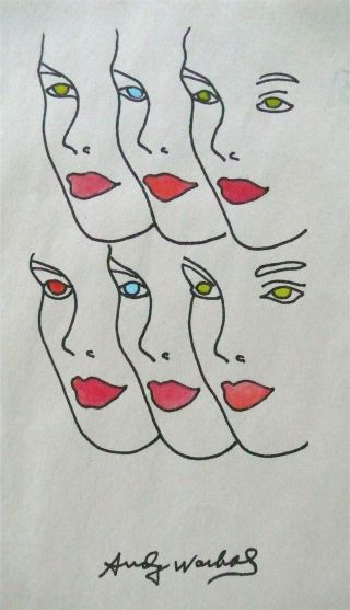 ANDY WARHOL - A 1960s INK & WATERCOLOR FASHION BEAUTY PAINTING,  STAMPED 2