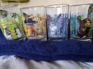 Shrek The Third Glasses From Mcdonalds,  Complete Set Of 4