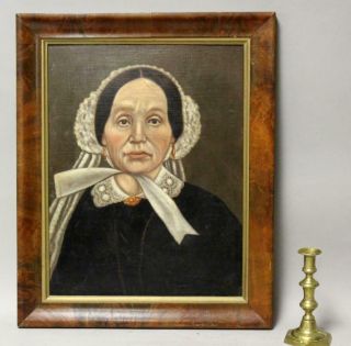 A Rare Prior - Hamblin School 19th C Folk Art Portrait Of A Woman Frame