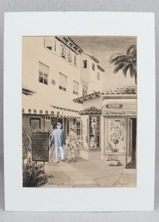 1963 Via Mizner Lilly Pulitzer Grove Palm Beach Florida Architectural Watercolor