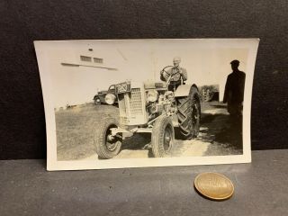 1938 Tractor Photo,  Silver King,  Hampshire License Plate 38 - 39,  Happy Driver