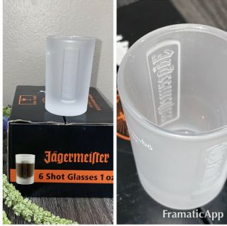 Jagermeister Jager Frosted 1 Oz Shot Glasses 3” Set Of 6 1oz