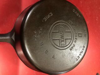 Cast Iron Skillet 8 Chicken Pan 777 With Lid Number 1098