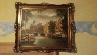 Early 1900s Signed Oil On Canvas With Gold Gilded Frame - Jansma Artist