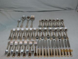 64 Pc Oneida Golden Anne Stainless Flatware 12 Place Settings 18/10,  Serving