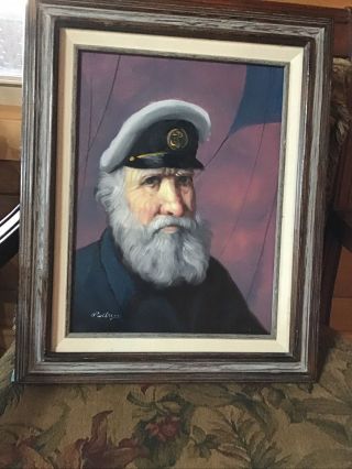 Vintage 1950’s - 1960’s David Pelbam “sea Captain” Framed Oil Painting 16x12