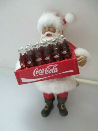 Coca - Cola Kurt Adler Santa Holding A Case Of Cokes Holiday Christmas Ornament