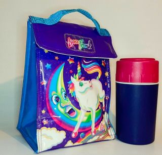Lisa Frank Vintage Markie Unicorn Lunch Bag,  Lunchbag,  Lunch Box,  And Thermos.