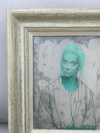 1963 Listed Canada Artist GRANT MacDONALD - 12x14 OIL “Harriet” Green Face Woman 5