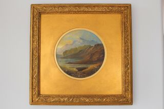 19c Antique Scottish Highland Loch Landscape Oil Painting Signed