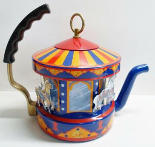 Kamanstein Carousel Teapot Kettle Merry Go Round Enamel (see)