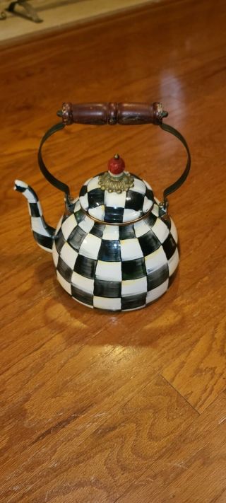 Mackenzie - Childs Courtly Check Enamel Tea Kettle - 2 Or 3 Quart (not Sure)